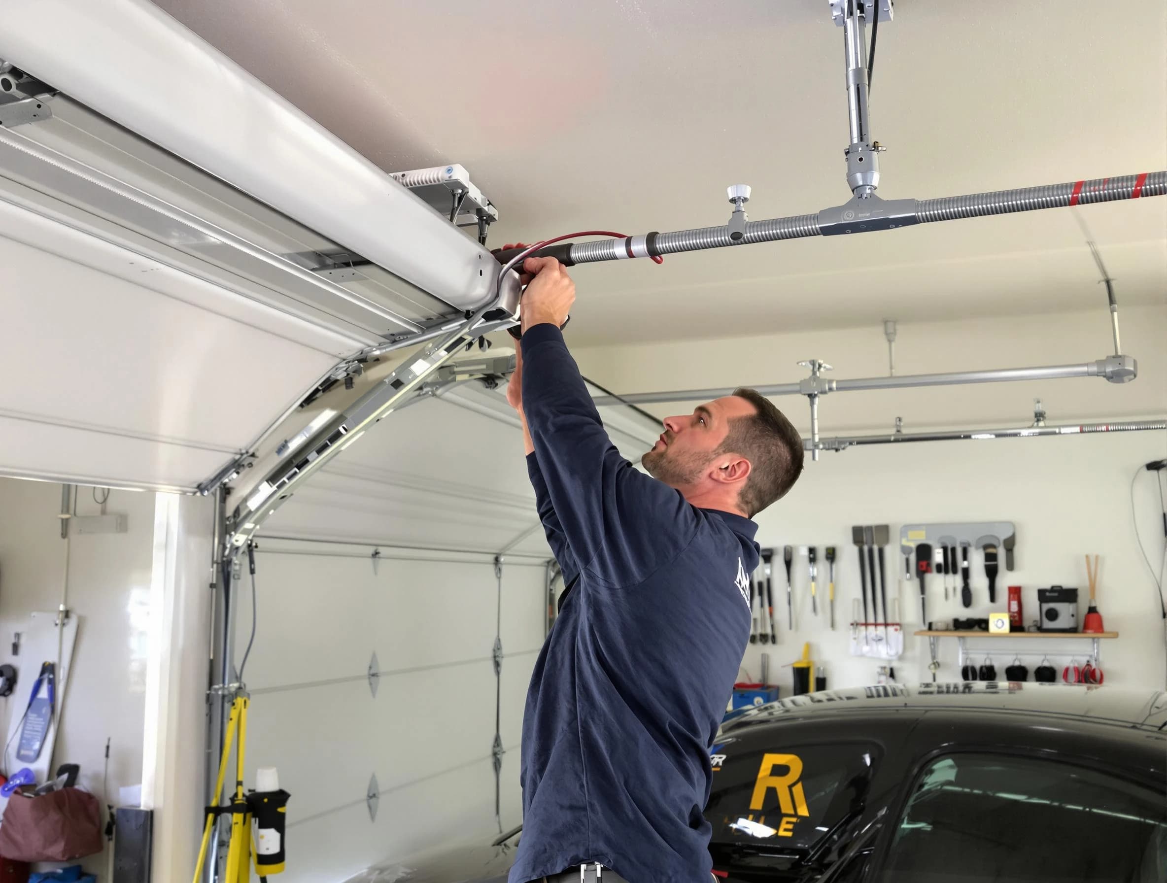 Franklin Garage Door Repair technician performing garage door cable repair in Franklin