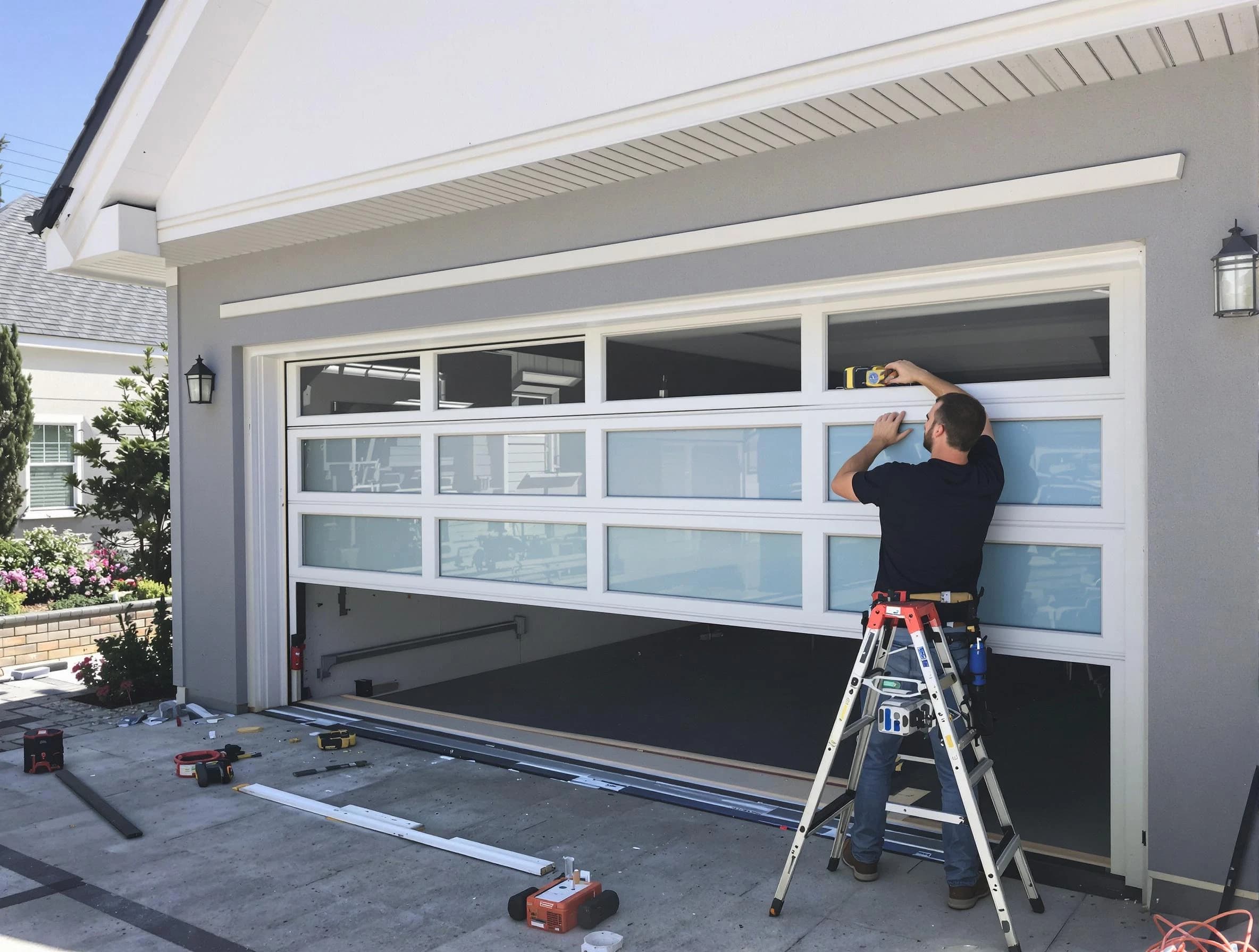 Franklin Garage Door Repair team performing garage door replacement in Franklin