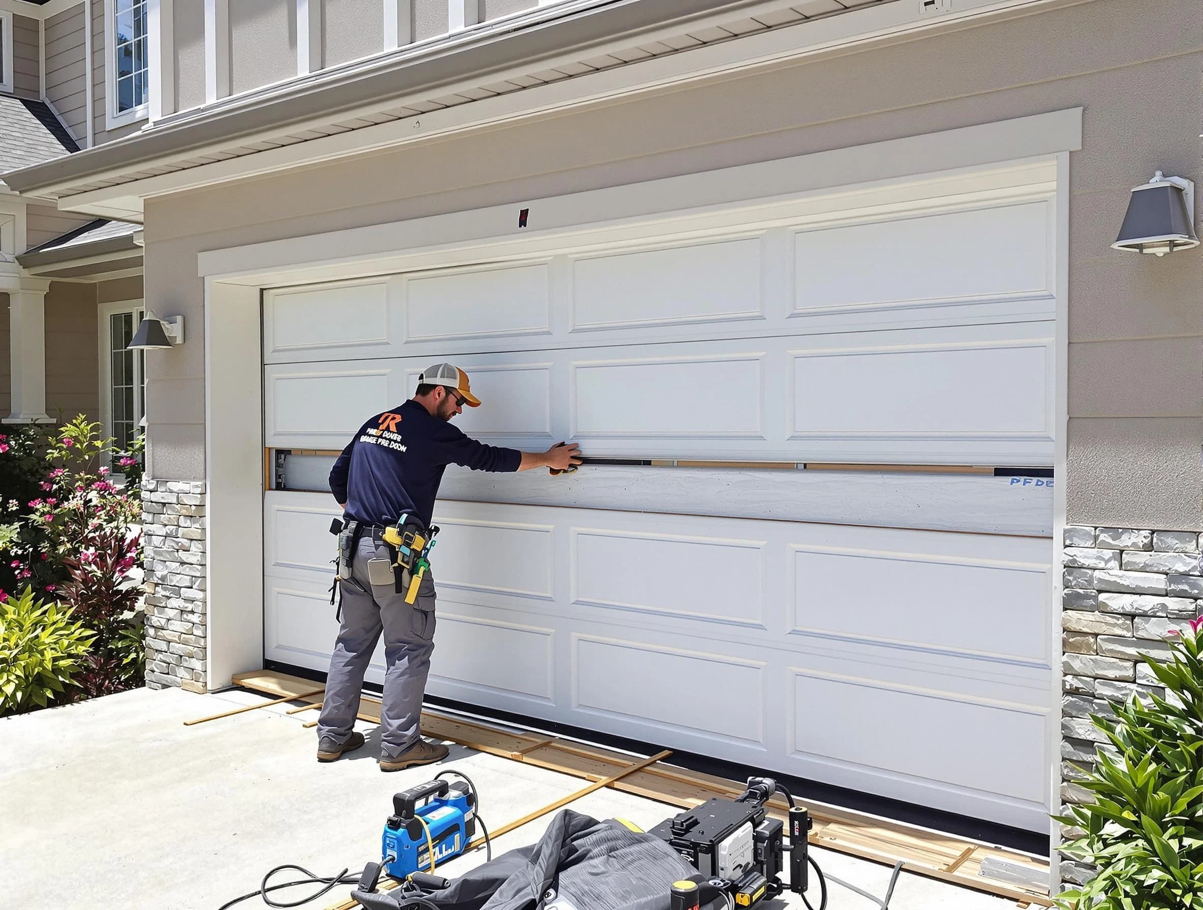 Franklin Garage Door Repair team performing complete garage door replacement at Franklin residence