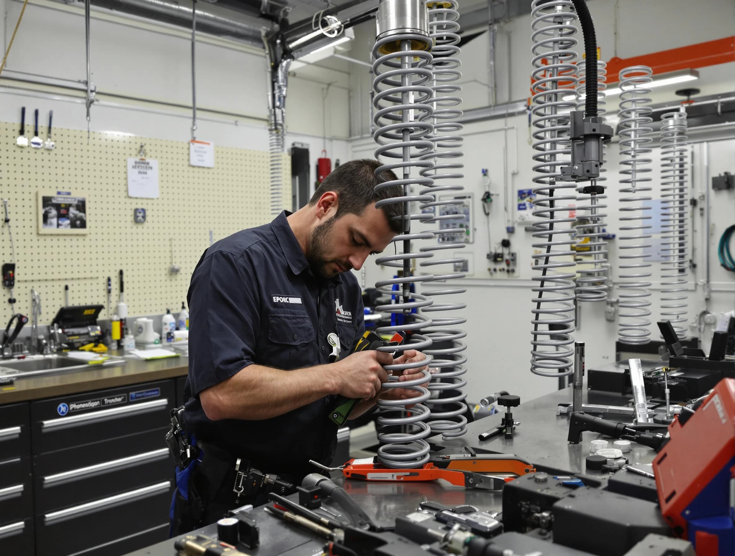 Franklin Garage Door Repair technician performing spring repair in Franklin